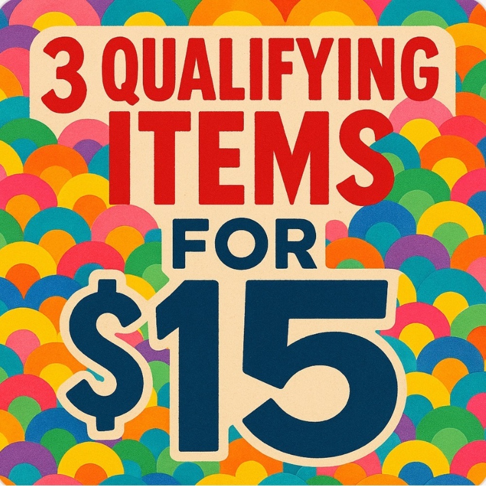 3 for $15 bundle sale!